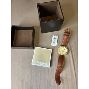 Michael Kors Brown Leather Gold Crystal MK2249 Watch